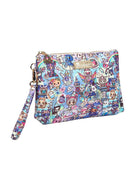 side view of digital princess gusset zip pouch wristlet