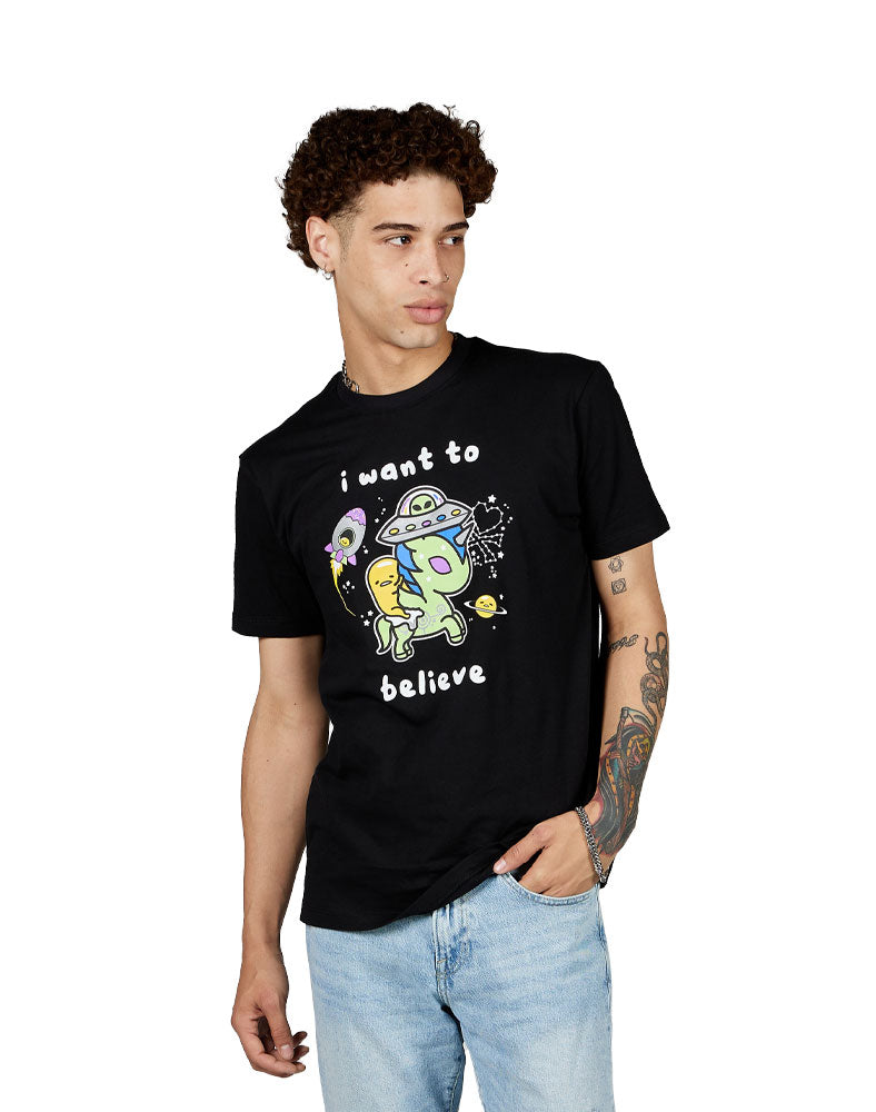 tokidoki x gudetama i want to believe tee