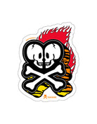 double skull flame die cut sticker